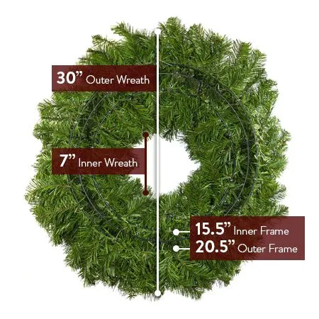 30" Lit Warm White Deluxe Oregon Fir Wreath - Bow Option Available - Image 4