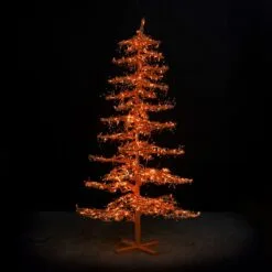11' Ice Sculpture Christmas Tree - Amber/Orange
