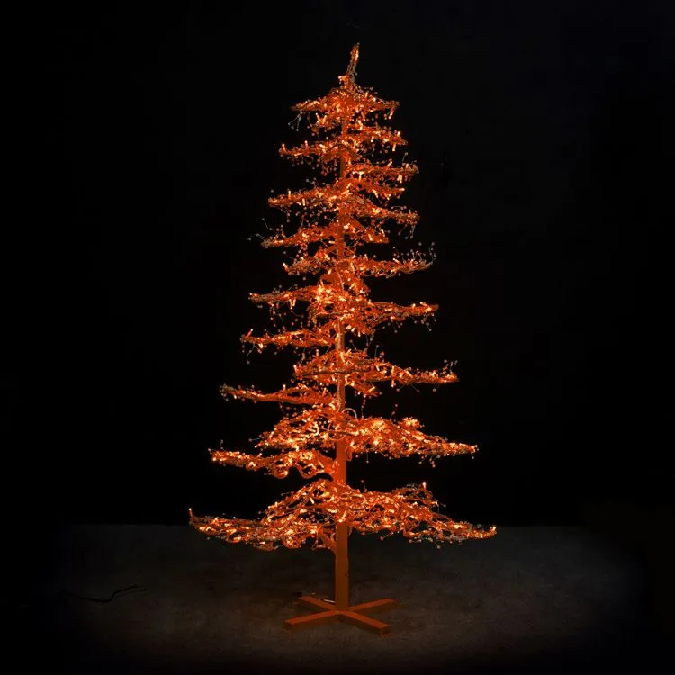 11' Ice Sculpture Christmas Tree - Amber/Orange