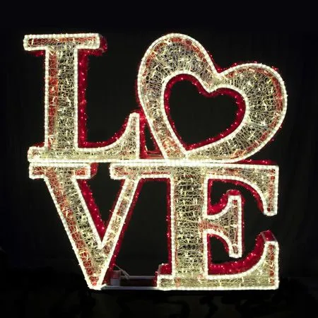 5.5' 3D LED Love - Warm White And Red Twinkle