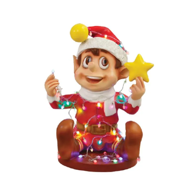 2' Santa Elf With Lights - Red