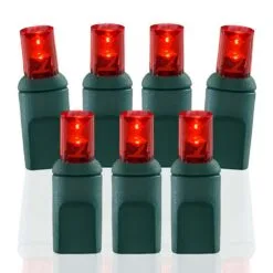 Wide Angle Conical Battery Operated LED D Cell 50 Lights - Red