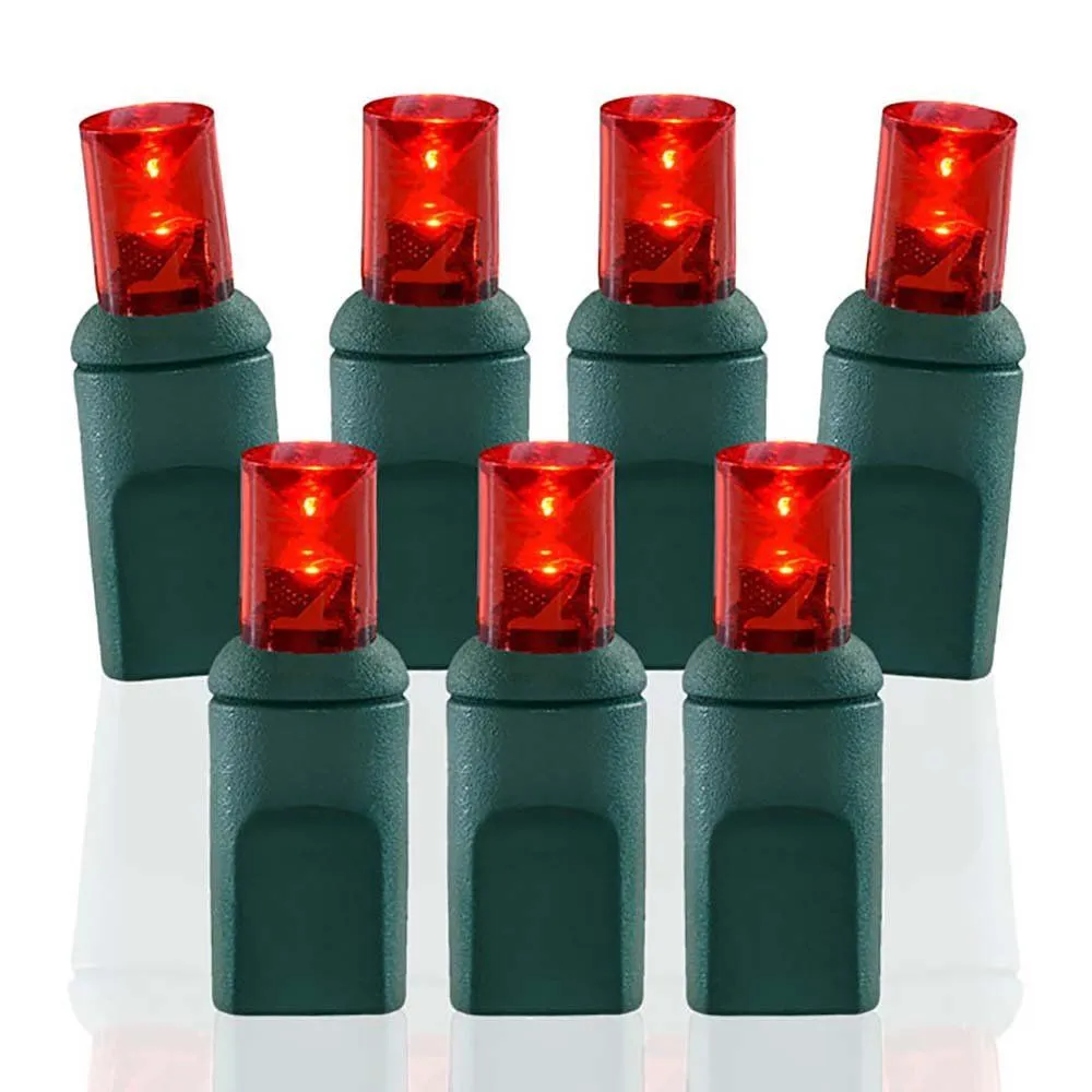 Wide Angle Conical Battery Operated LED D Cell 50 Lights - Red