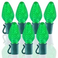 26 Light Lime Green C7 LED Christmas Lights - 8" Spacing