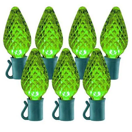 26 Light Lime Green C9 LED Christmas Lights - 8" Spacing