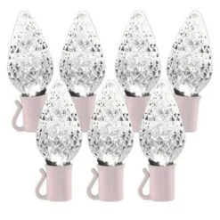 26 Light Pure White C9 LED Christmas Lights - 8" Spacing - White Wire