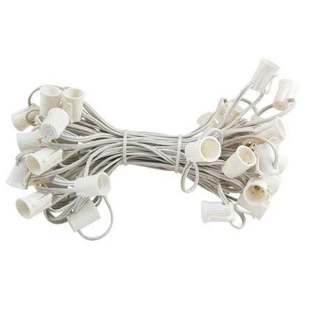 C9 Cord, 15" Spacing, White Wire, SPT-1, 50'