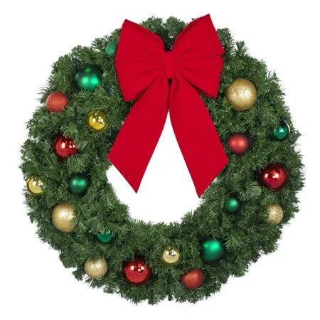 36" Unlit Decorated Wreath - Colors Of The Holidays - Bow Option Available - Image 3