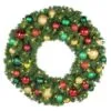 36" Lit LED Warm White Decorated Wreath - DELUXE Colors Of The Holidays - Bow Option Available