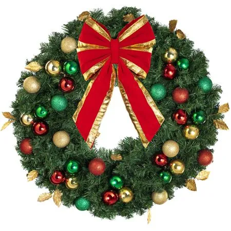 36" Unlit Decorated Wreath - Traditional Décor - Bow Option Available - Image 2
