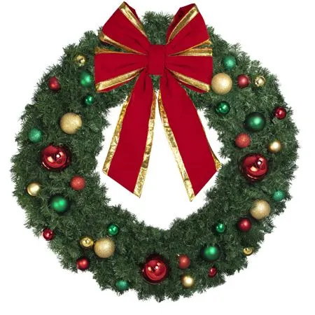 60" Unlit Decorated Wreath - Colors Of The Holidays - Bow Option Available - Image 2