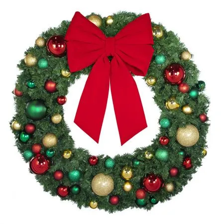 60" Unlit Decorated Wreath - DELUXE Colors Of The Holiday - Bow Option Available - Image 2