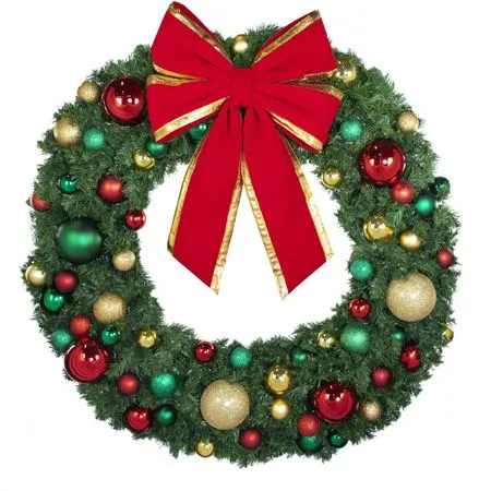60" Unlit Decorated Wreath - DELUXE Colors Of The Holiday - Bow Option Available - Image 3