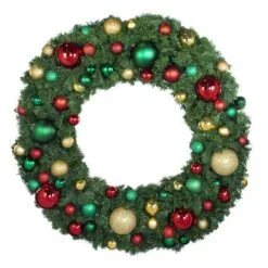 60" Unlit Decorated Wreath - DELUXE Colors Of The Holiday - Bow Option Available