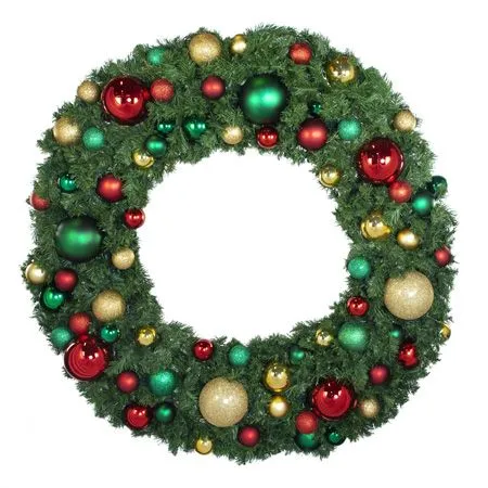 60" Unlit Decorated Wreath - DELUXE Colors Of The Holiday - Bow Option Available