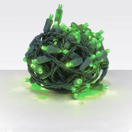 70 Lights Green 5 Mm Wide Angle Conical LED Christmas Lights - Balled
