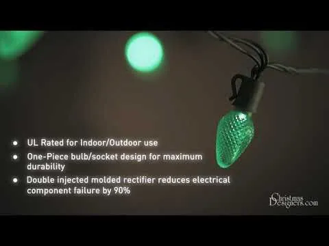 26 Light Lime Green C7 LED Christmas Lights - 8" Spacing - Image 2