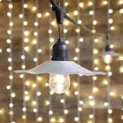 Medium Base Cord- Suspended - 48' - Black Cord - 36" Spacing With Metal Shade