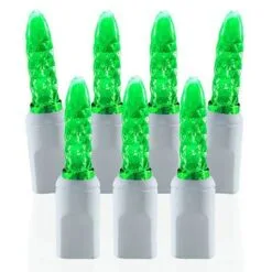 70 Light M5 Green LED Christmas Lights - White Wire