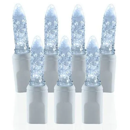 70 Light M5 Pure White LED Christmas Lights - White Wire