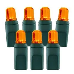 70 Light Amber/Orange Pentagon Gem LED Christmas Lights