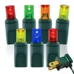 70 Light Multi Twinkle 5 Mm Wide Angle Conical LED Christmas Lights