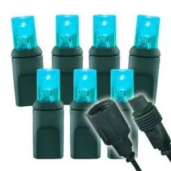 Wide Angle Conical - 4" Spacing, 70 Bulb, Green Cord, UL Coaxial RY Plug - 22 Gauge - Full Wave - Aqua