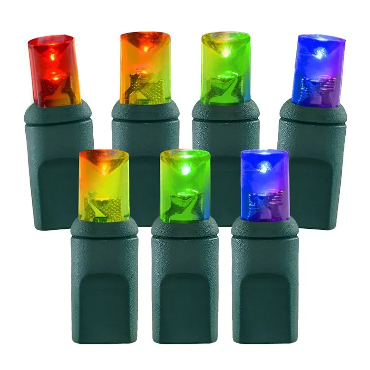 Wide Angle Conical - 4" Spacing, 70 Bulb, Grn Cord, UL Coaxial RY Plug - Full Wave - RGBW