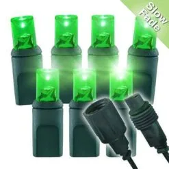Slow Fade Green Wide Angle Conical - 4" Spacing, 70 Bulb, Grn Cord, UL Coaxial RY Plug - Full Wave