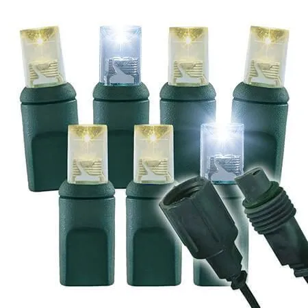 1/5 Strobing Wide Angle Conical LED - 4" Spacing, 70 Bulb, Grn Cord, UL Coaxial RY Plug - Full Wave - Pure White Strobe With Warm White