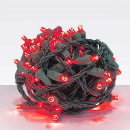 Wide Angle Conical - 4" Spacing, 70 Bulb, Grn Cord, UL Coaxial RY Plug - Full Wave - Red - Balled