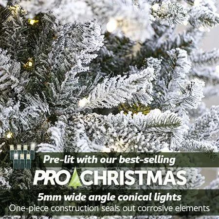 7.5' Indoor LED Flocked Siberian Fir Christmas Tree - Warm White - Image 2