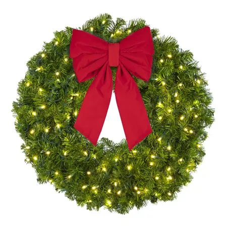 30" Lit Warm White Deluxe Oregon Fir Wreath - Bow Option Available - Image 3