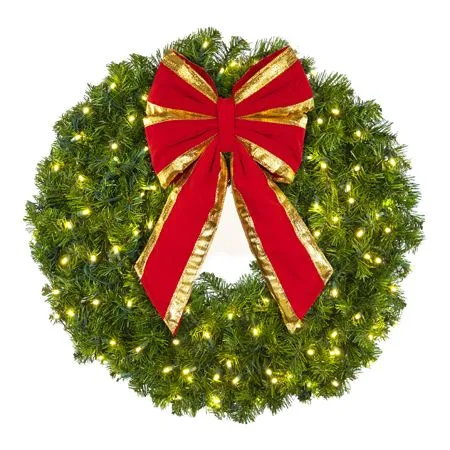 30" Lit Warm White Deluxe Oregon Fir Wreath - Bow Option Available - Image 2
