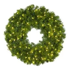 30" Lit Warm White Deluxe Oregon Fir Wreath - Bow Option Available