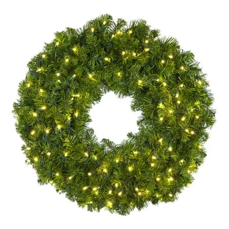 30" Lit Warm White Deluxe Oregon Fir Wreath - Bow Option Available