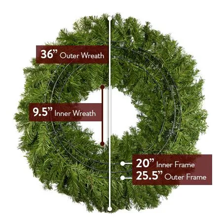 36" Lit Warm White Deluxe Oregon Fir Wreath - Bow Option Available - Image 4