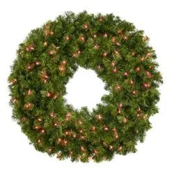 36" Lit Red Deluxe Oregon Fir Wreath - Bow Option Available