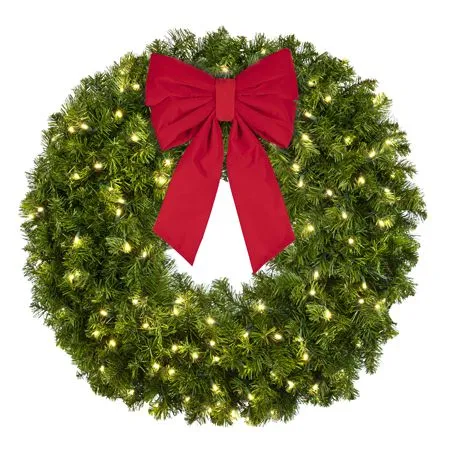 36" Lit Warm White Deluxe Oregon Fir Wreath - Bow Option Available - Image 2