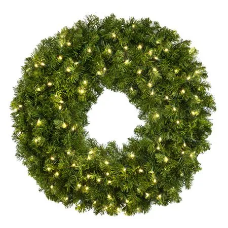 36" Lit Warm White Deluxe Oregon Fir Wreath - Bow Option Available