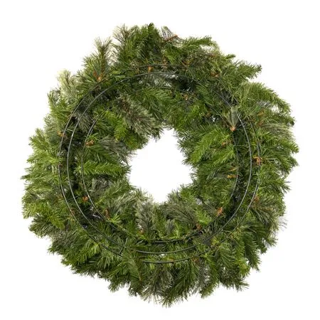 36" Unlit Deluxe Mixed Pine Wreath - Bow Option Available - Image 5