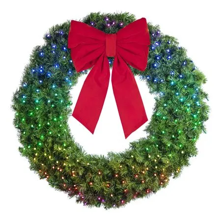 60" Twinkly Pro RGBW Deluxe Oregon Fir Wreath - Bow Option Available - Image 4