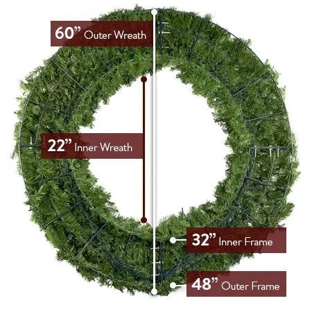 60" Unlit Deluxe Oregon Fir Wreath - Bow Option Available - Image 5