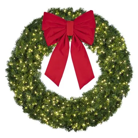 60" Lit Warm White Deluxe Oregon Fir Wreath - Bow Option Available - Image 3