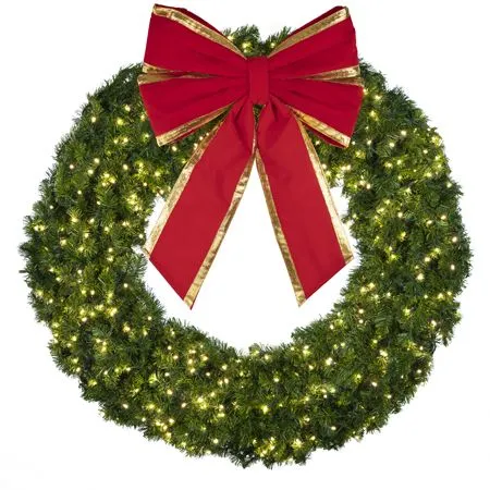 60" Lit Warm White Deluxe Oregon Fir Wreath - Bow Option Available - Image 2