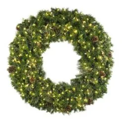 48" Deluxe Mixed Pine Wreath, Lit - Bow Option Available