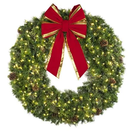 72" Deluxe Mixed Pine Wreath, Lit - Bow Option Available - Image 3