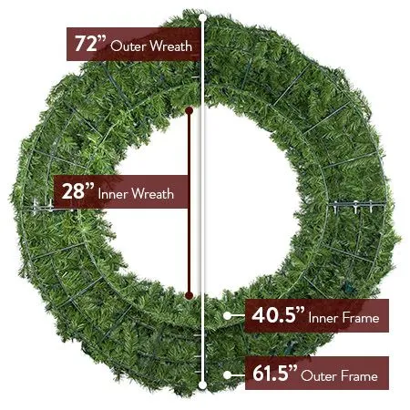72" Lit Multi Deluxe Oregon Fir Wreath - Bow Option Available - Image 4