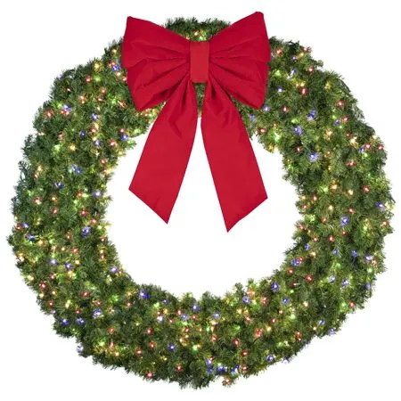 72" Lit Multi Deluxe Oregon Fir Wreath - Bow Option Available - Image 3