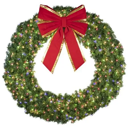 72" Lit Multi Deluxe Oregon Fir Wreath - Bow Option Available - Image 2